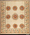 Wholecloth stenciled coverlet, Painted cotton, American