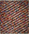 Quilt, Hexagon or mosaic pattern, Anne Record (born 1832), Silk and silk velvet, American