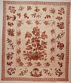 Chintz appliquéd quilt, Mary Malvina Cook Taft (1812–1905), Cotton, Chintz appliquéd, American