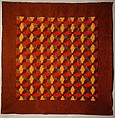 Quilt, Log Cabin pattern, Pineapple or Windmill, Cotton, American