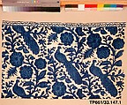 Partial curtain, blue-resist textile, Cotton, painted and block-printed resist, dyed, Indian textile for American market