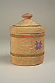 Lidded Basket, Beach grass, silk, Aleut