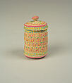 Miniature Lidded Basket, Christine Dushkin  Native American, Beach grass, silk, Aleut
