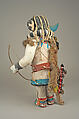 Long-Horned Katsina, Cottonwood, feathers, fur, shell, imitation pearls, bones, Native-tanned skin, pigment, Hopi