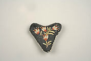 Pincushion, Silk trade cloth, porcupine quill, Huron