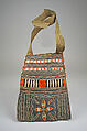 Bag, Native-tanned skin, quill, wool, pigment, Potawatomi or Menominee
