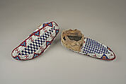 Pair of Moccasins, Native-tanned skin, glass, Sioux