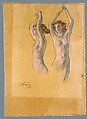 Nude Studies, Arthur B. Davies (American, Utica, New York 1862–1928 Florence), Pastel and black chalk on oiled brown paper, American