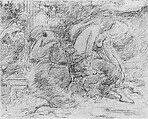 Susanna and the Elders, Walter Shirlaw (American, Paisley, Scotland 1838–1909 Madrid), Graphite and watercolor on off-white laid paper, American