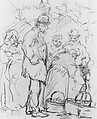 The Old Philosopher, Jerome Myers (American, Petersburg, Virginia 1867–1940 New York), Black crayon on off-white wove paper, American