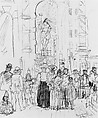 Street Shrine, New York, Jerome Myers (American, Petersburg, Virginia 1867–1940 New York), Black crayon on off-white wove paper, American