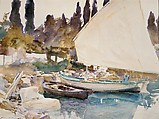 Boats, John Singer Sargent (American, Florence 1856–1925 London), Watercolor and graphite on off-white wove paper, American