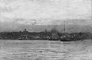 Evening, New Bedford Harbor, Dwight William Tryon  American, Oil on wood, American