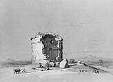 Torre dei Schiavi, The Roman Campagna (from Cropsey Album), Jasper Francis Cropsey  American, Graphite, white gouache, and brown and gray ink washes on dark buff wove paper, American