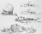 Study of Rocks, John William Casilear  American, Graphite on off-white Bristol board, American