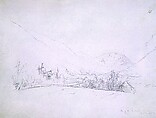North of the White Mountains, John Frederick Kensett (American, Cheshire, Connecticut 1816–1872 New York), Graphite on blue wove paper, American