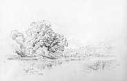Landscape and Lagoon, New Rochelle, David Johnson (American, New York 1827–1908 Walden, New York), Graphite and  white chalk heightening on tan wove paper, American