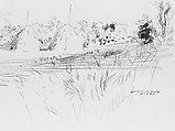 Haystacks in Amagansett, Long Island, Arthur B. Davies (American, Utica, New York 1862–1928 Florence), Graphite on off-white wove paper, American