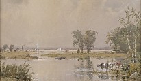 Hackensack Meadows, Jasper Francis Cropsey (American, Rossville, New York 1823–1900 Hastings-on-Hudson, New York), Watercolor, gouache, and graphite on off-white wove paper, American