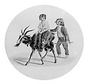 Two Italian Peasant Children and a Goat (from Hosack Album), Watercolor on off-white wove paper, American