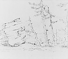 Sketchbook of Lake George, Catskill Mountains, and Hudson River Subjects, John William Casilear (American, New York 1811–1893 Saratoga Springs, New York), Drawings in graphite and pen and ink on off-white wove paper, bound in leather and cloth panels, American