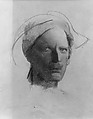 Head of the Artist, Abbott H. Thayer (American, Boston, Massachusetts 1849–1921 Dublin, New Hampshire), Graphite on tan 