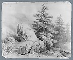 Landscape (from McGuire Scrapbook), Charles Antoine Colomb Hubert (born Gengembre) (1790–1863), Graphite and brown ink on light buff-colored wove paper, American