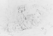 Scene with Dogs (from McGuire Scrapbook), Alvan Fisher (American, Needham, Massachusetts 1792–1863 Dedham, Massachusetts), Graphite on off-white wove paper, American