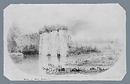 View on Lake Superior (from McGuire Scrapbook), Henry Inman (American, Utica, New York 1801–1846 New York), Graphite on off-white wove paper, mounted on off-white Bristol board, American
