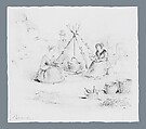 Clam Chowder Picnic (from McGuire Scrapbook), William Holbrook Beard (American, Painesville, Ohio 1824–1900 New York), Graphite on off-white wove paper, American