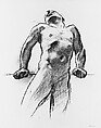 Man Standing, Head Thrown Back, John Singer Sargent (American, Florence 1856–1925 London), Charcoal on white wove paper, American
