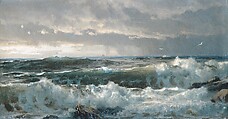 Surf on Rocks, William Trost Richards  American, Oil on board, American