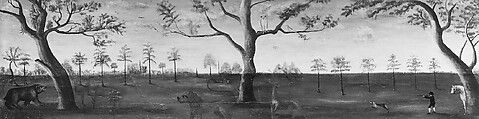 Hunting Scene, Oil on wood, American