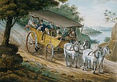 Travel by Stagecoach Near Trenton, New Jersey, Pavel Petrovich Svinin (1787/88–1839), Watercolor, gouache, and pen and ink on off-white wove paper, American