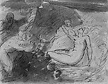 The Finding of the Body of Clytemnestra, Benjamin West  American, Pen and black ink, watercolor washes, and black chalk on off-white laid paper, American