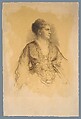 Portrait of a Woman, Eastman Johnson (American, Lovell, Maine 1824–1906 New York), Charcoal and white chalk heightening on light brown textured wove paper, American
