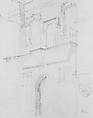 Casa de la Almoina, Palma, John Singer Sargent (American, Florence 1856–1925 London), Graphite on off-white wove paper, American