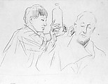 Barber Shop, John Singer Sargent (American, Florence 1856–1925 London), Graphite on off-white wove paper, American