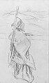 Woman Looking out to Sea, John Singer Sargent (American, Florence 1856–1925 London), Graphite on off-white white wove paper, American