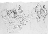 Parlor Concert, John Singer Sargent (American, Florence 1856–1925 London), Graphite and black chalk on off-white wove paper, American