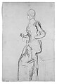 Woman Holding a Glass, John Singer Sargent (American, Florence 1856–1925 London), Graphite on light-tan wove paper, American