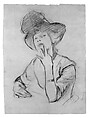 Seated Woman with Hat, John Singer Sargent (American, Florence 1856–1925 London), Graphite on off-white wove paper, American