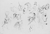 Fitzwilliam Sargent (Heads, Hands, Mother and Child, and Other Figures), John Singer Sargent American, Pen and ink on blue wove paper, American