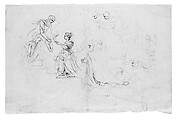 Mystical Marriage of St. Catherine Attended by Doge Francesco Donato, John Singer Sargent (American, Florence 1856–1925 London), Pen and ink and graphite on tracing paper, American