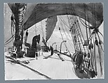 Deck of Ship in Moonlight (from scrapbook), John Singer Sargent (American, Florence 1856–1925 London), Watercolor on off-white wove paper, American