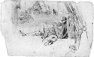Sailors on Deck of Ship (from Scrapbook), John Singer Sargent (American, Florence 1856–1925 London), Graphite on off-white wove paper, American