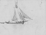 Sailboat Towing Dory (from Scrapbook), John Singer Sargent (American, Florence 1856–1925 London), Graphite on off-white wove paper, American
