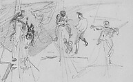 Sailors in Rigging of Ship (from Scrapbook), John Singer Sargent (American, Florence 1856–1925 London), Graphite on off-white wove paper, American