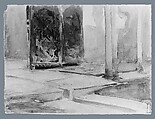 Patio de los Leones, Alhambra, John Singer Sargent (American, Florence 1856–1925 London), Watercolor, gouache, and graphite on off-white wove paper, American