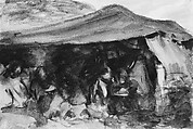 Bedouin Tent, John Singer Sargent (American, Florence 1856–1925 London), Watercolor on white wove paper, American